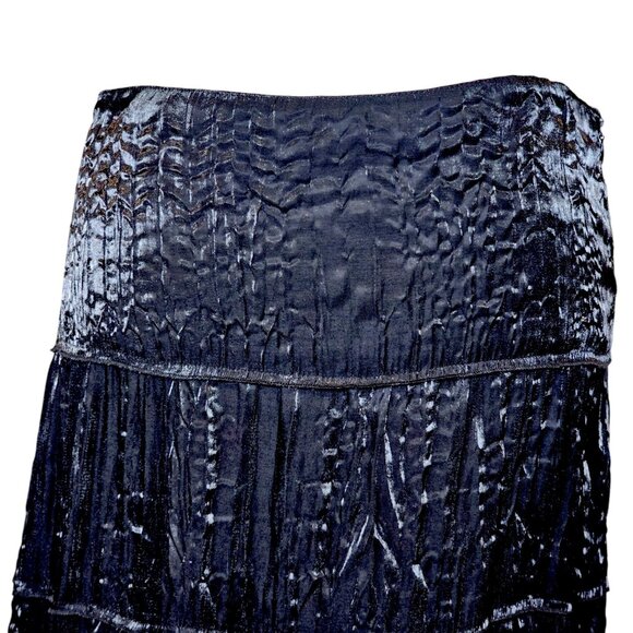 Y2K Womens Maxi Skirt Black Tiered Crinkle Irresdescent Whimsigoth Size M 8 10 - Picture 5 of 10